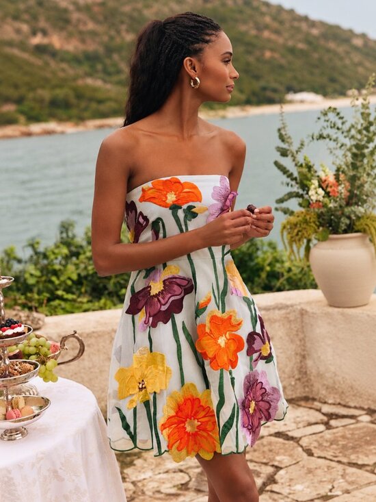 Anthropologie Dresses & Skirts - Floral Organza Mini Dress